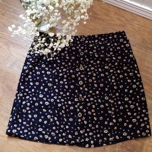 Floral Button Up Mini Skirt